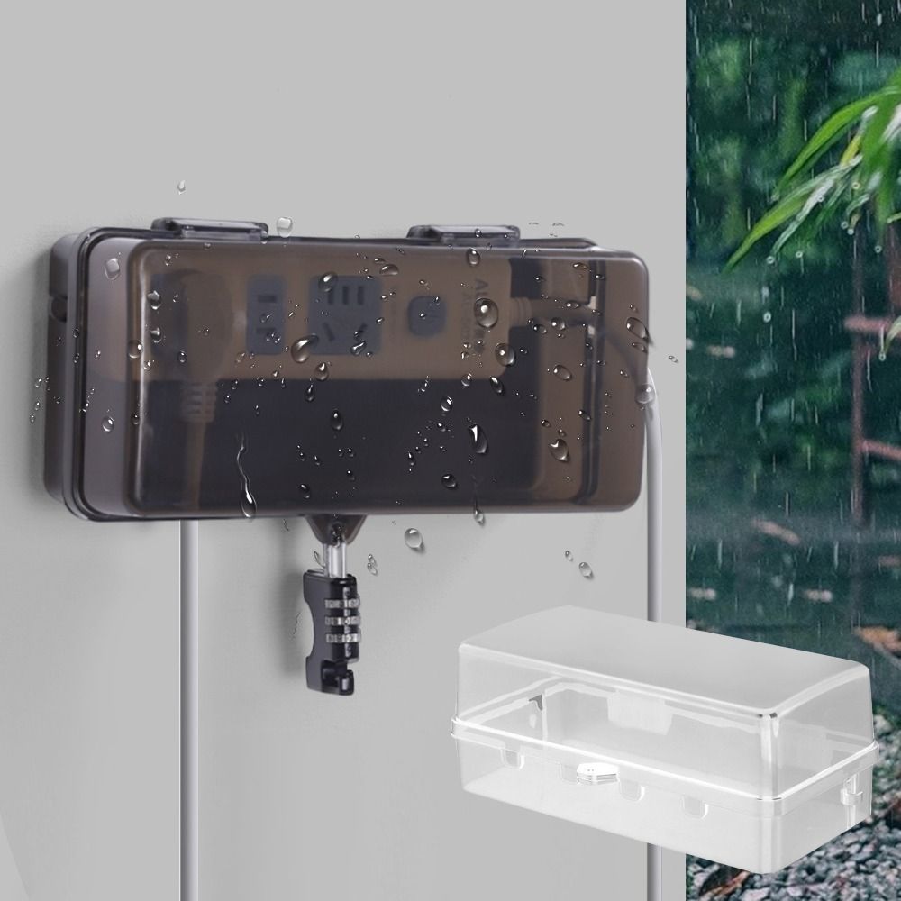 Outdoor Power Strip With Cover - صندوق بلاستيكي متين لحماية القابس، مقاوم