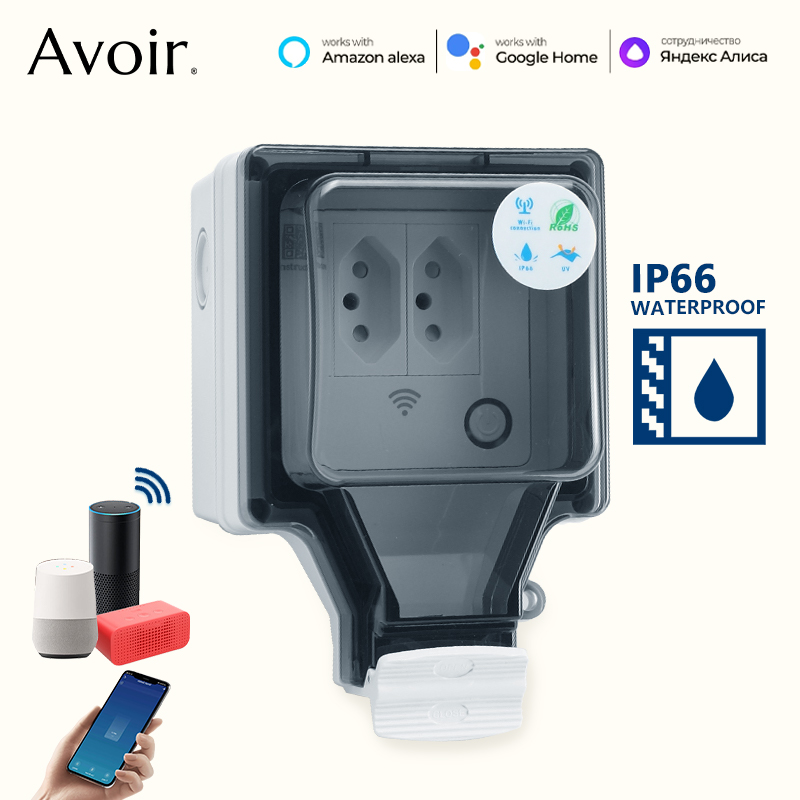 Outdoor Power Outlet With Remote Control - Avoir Tuya Wifi الذكية المقبس IP66