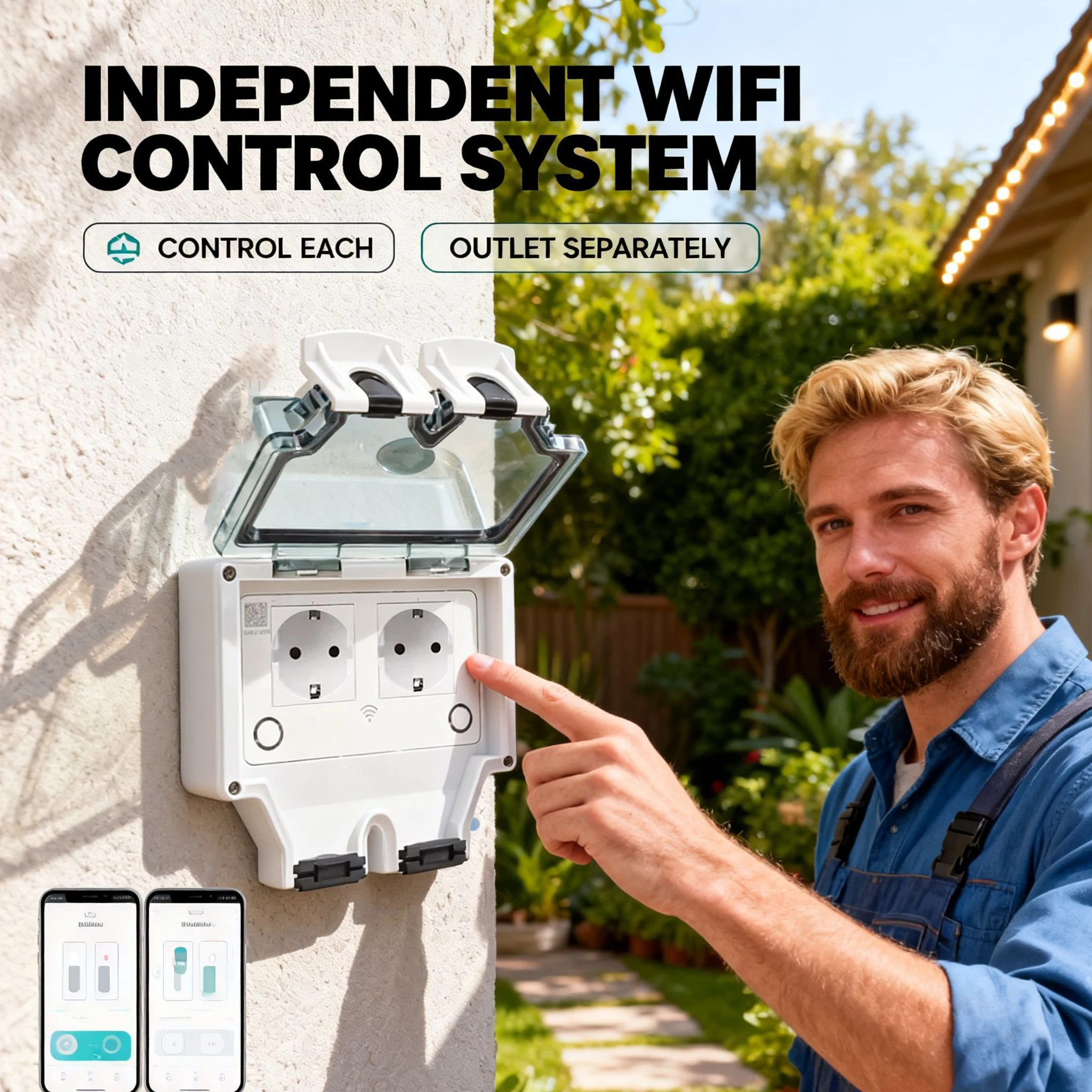 Tuya مقاوم للماء مقبس الحائط ا - مراجعة Outdoor Power Outlet With Remote Control وسعره
